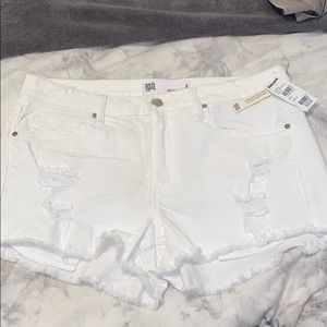 White Torn Denim Shorts